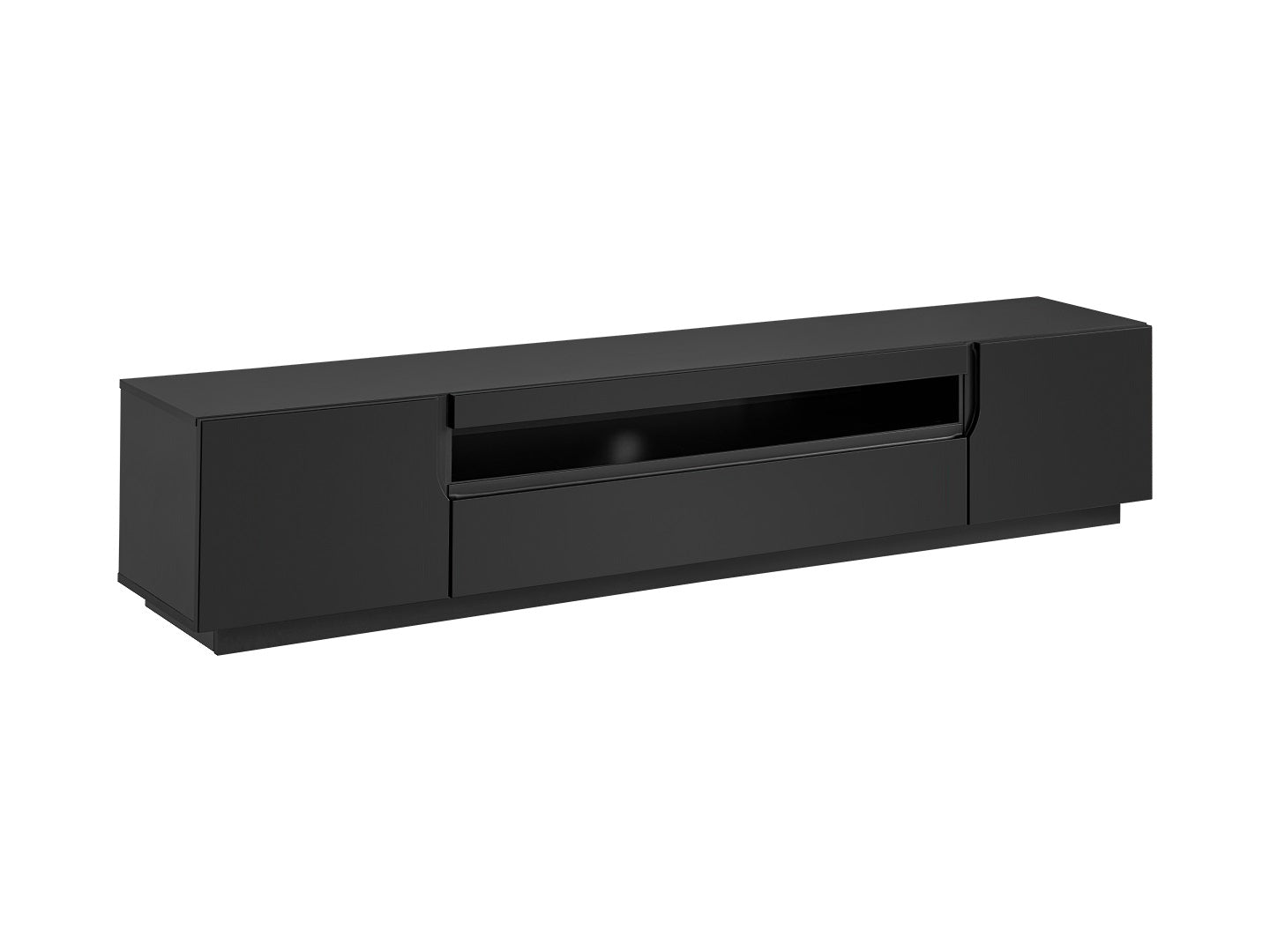 Modernize your living space with our sleek Black Matt TV Unit. This contemporary TV stand features a floating design, adding a touch of sophistication to your home entertainment setup. The matte finish enhances its elegance while providing a stylish contrast to your TV.