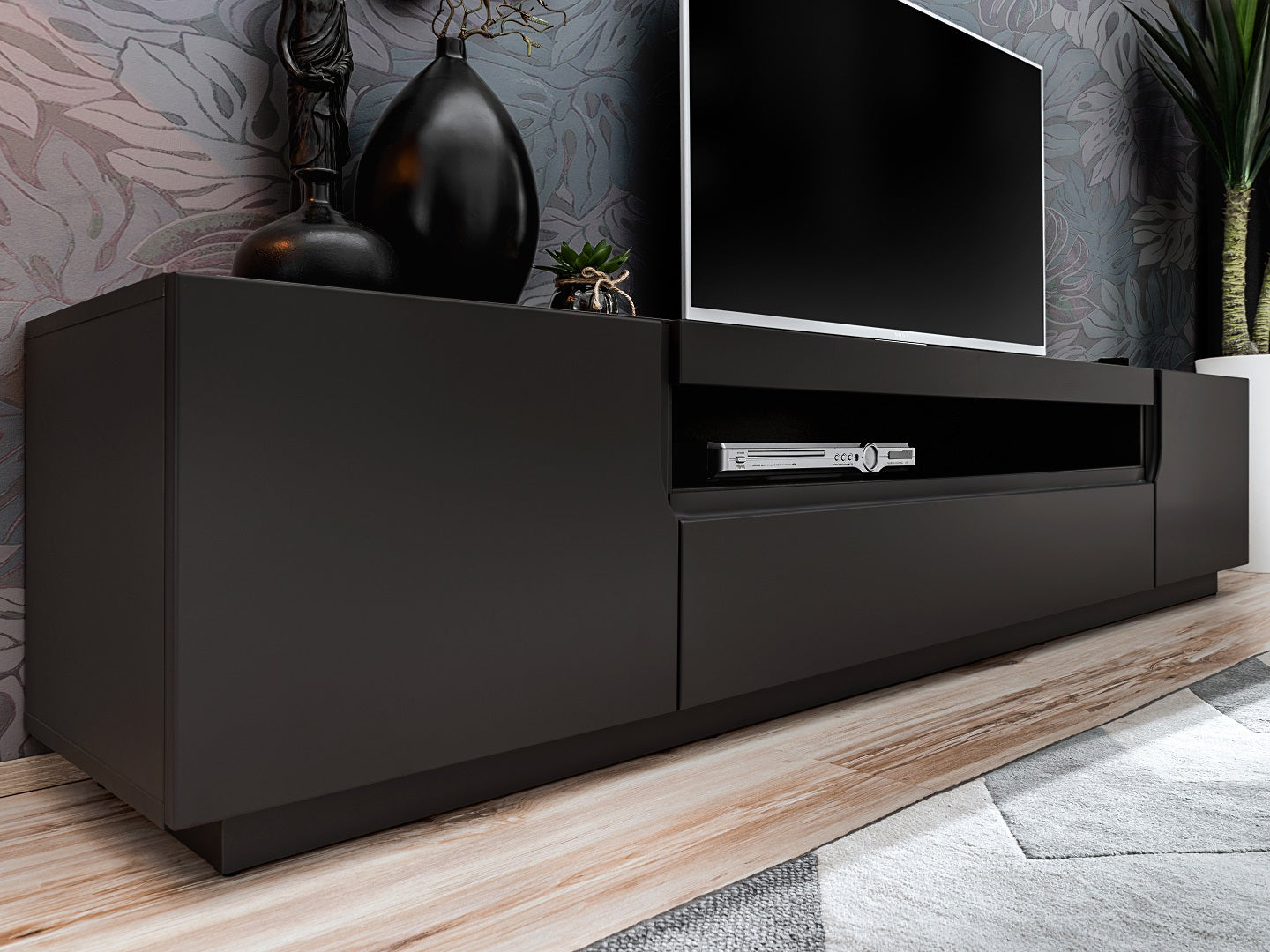 Designed to accommodate your entertainment essentials, this TV unit features ample storage space for media devices, gaming consoles, and more. The floating design not only creates a visually appealing look but also maximizes floor space, making it ideal for smaller ro