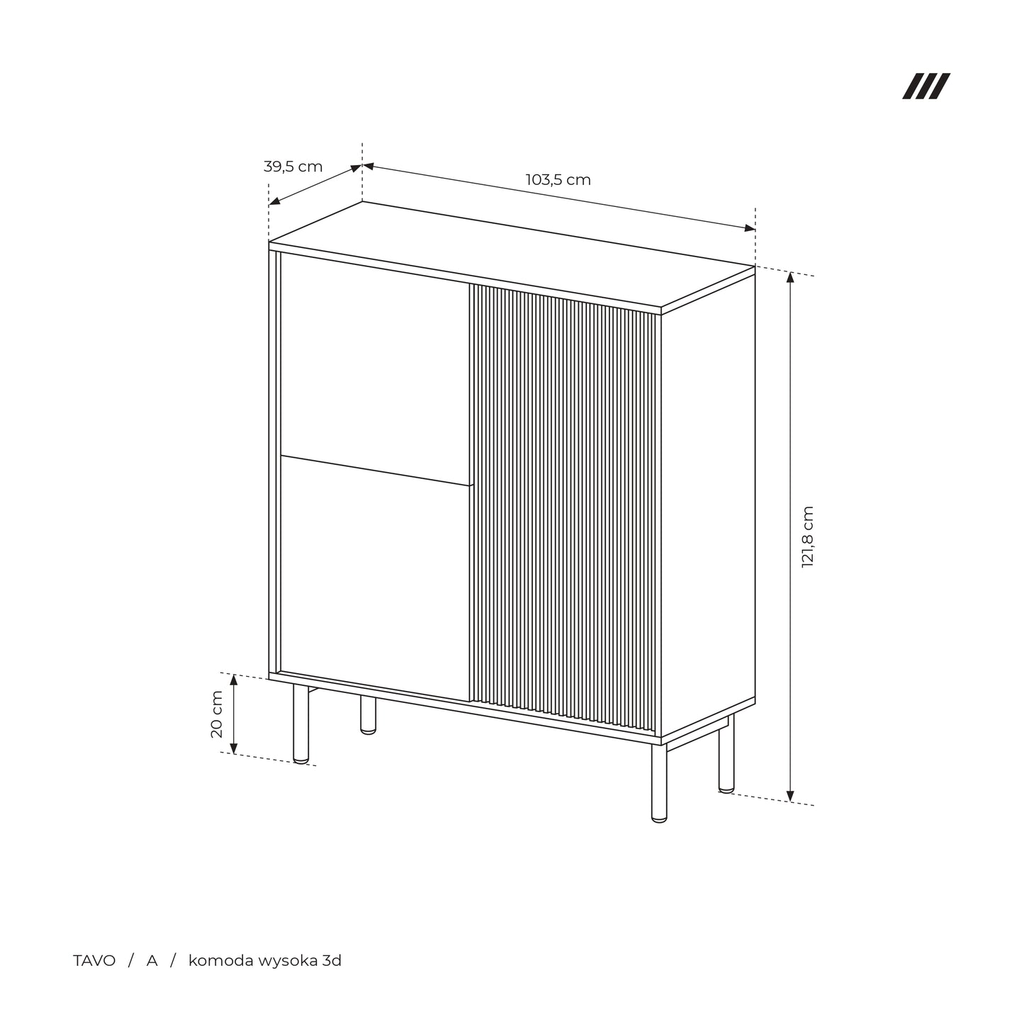 Modern Scandinavian Light Oak Sideboard – European-Made Storage Cabinet Tavo 103cm | furniture4house