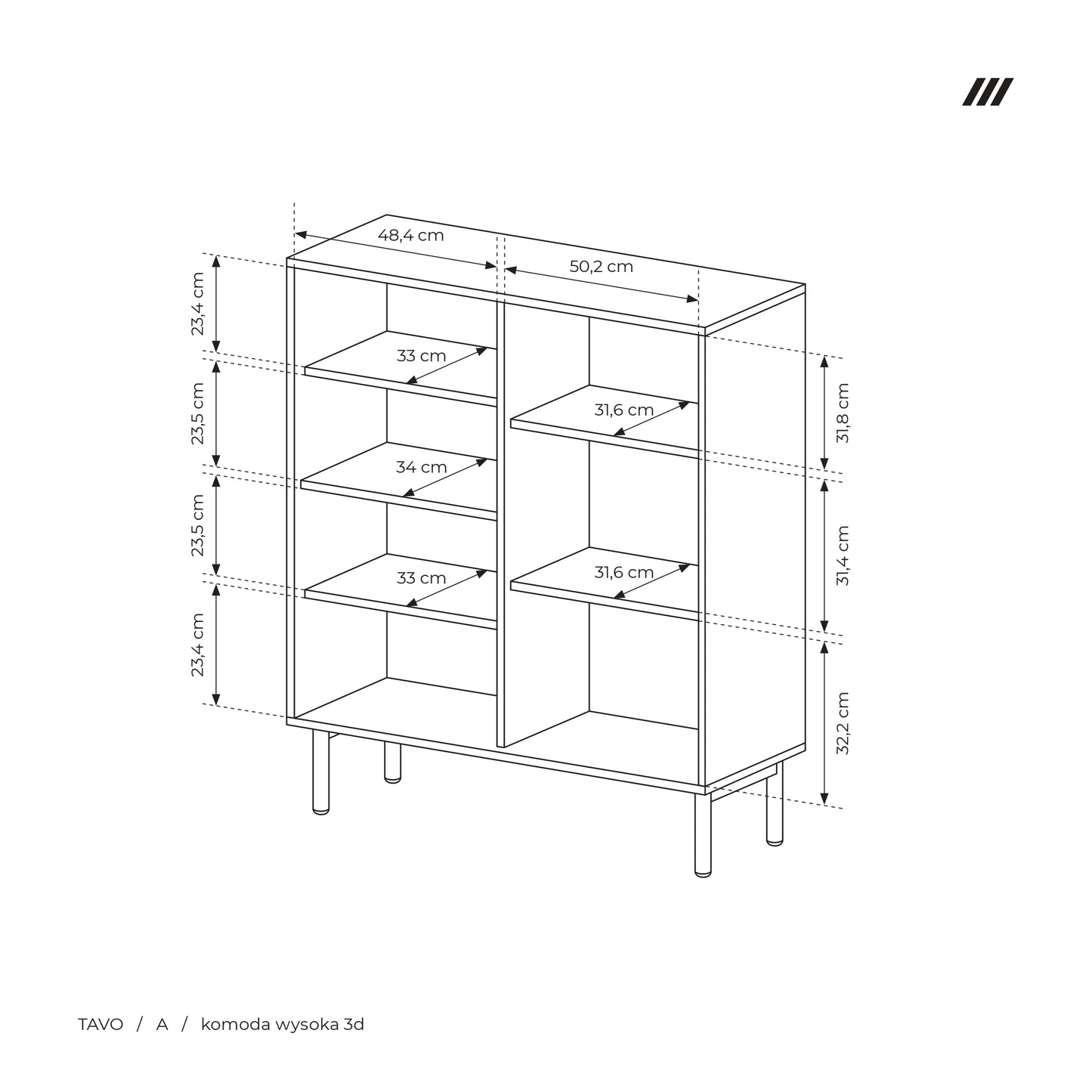 Modern Scandinavian Light Oak Sideboard – European-Made Storage Cabinet Tavo 103cm | furniture4house