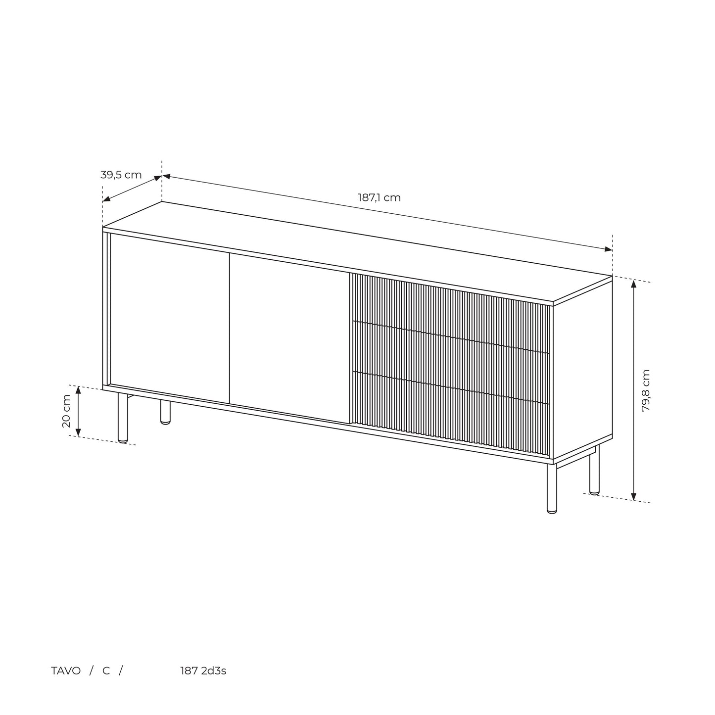 Modern Scandinavian Light Oak Sideboard – European-Made Storage Cabinet Tavo 187cm | furniture4house