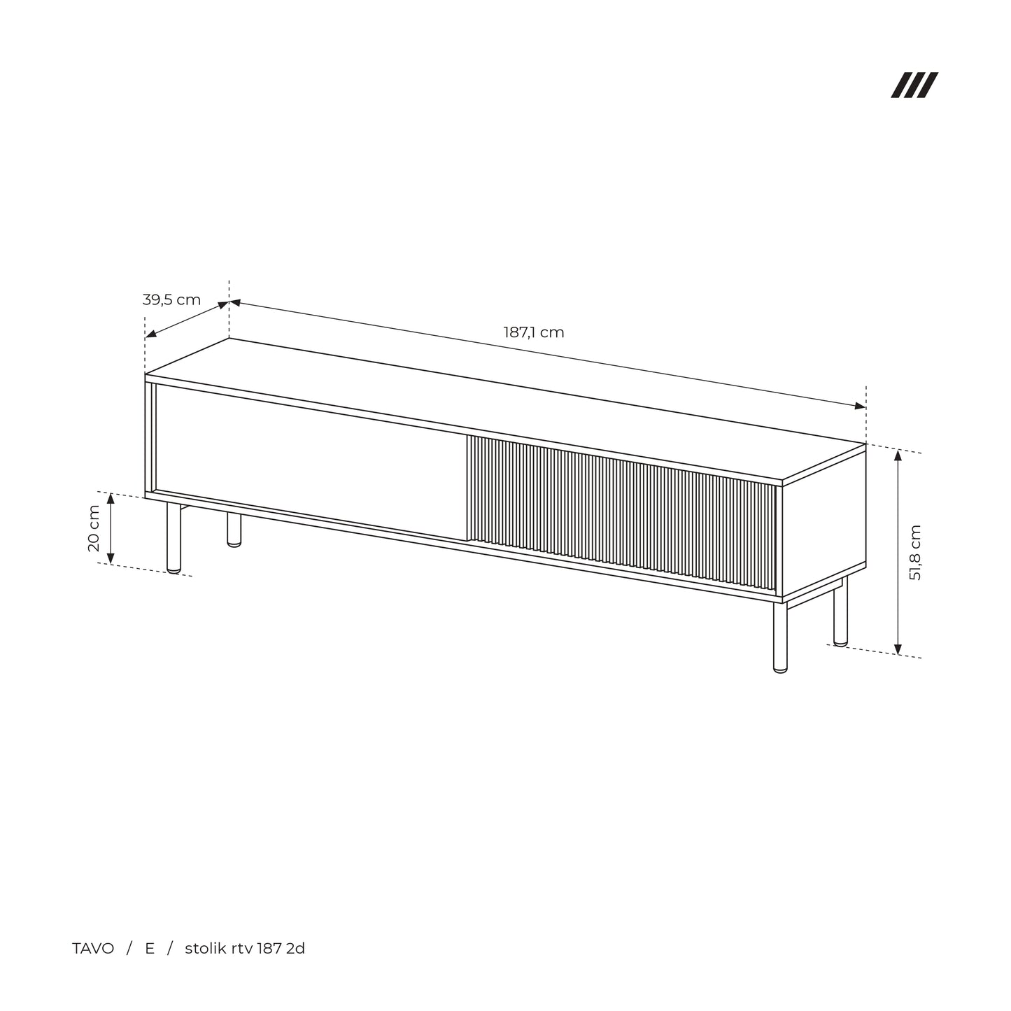 Scandinavian Oak Effect TV Stand 187- Modern Minimalist Storage Unit Tavo | Furniture4House