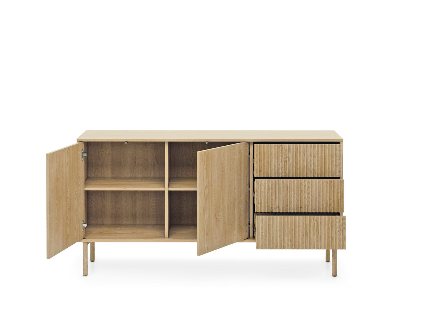 Open Storage Oak Effect with Ribbed Drawers