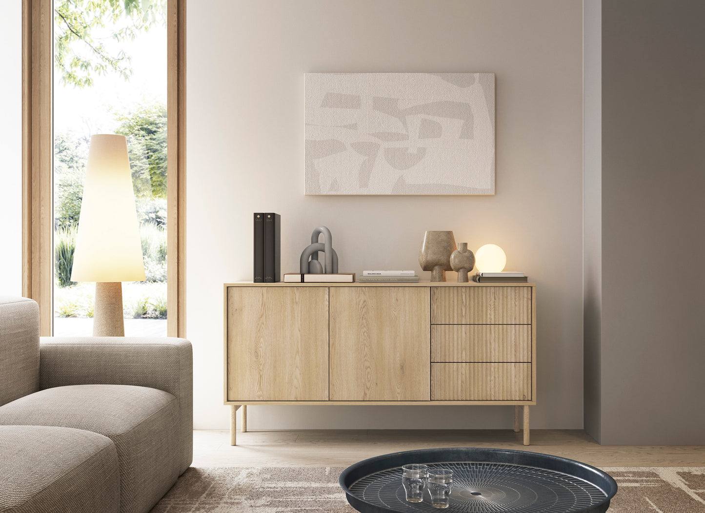 Modern Scandinavian Light Oak Sideboard – European-Made Storage Cabinet Tavo 153cm | furniture4house