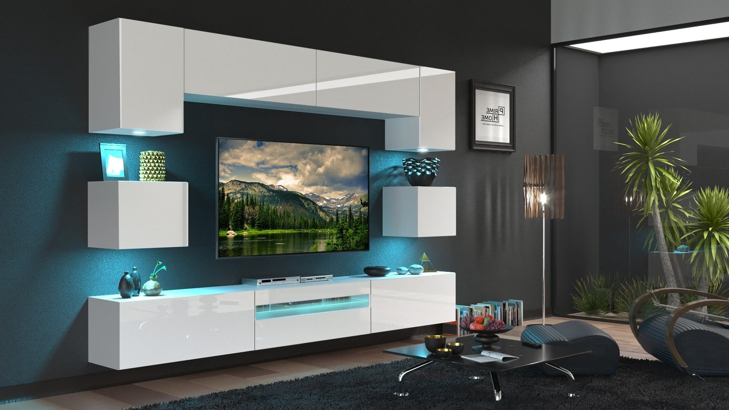 Entertainment Tv Unit White Gloss Living room modern furniture set