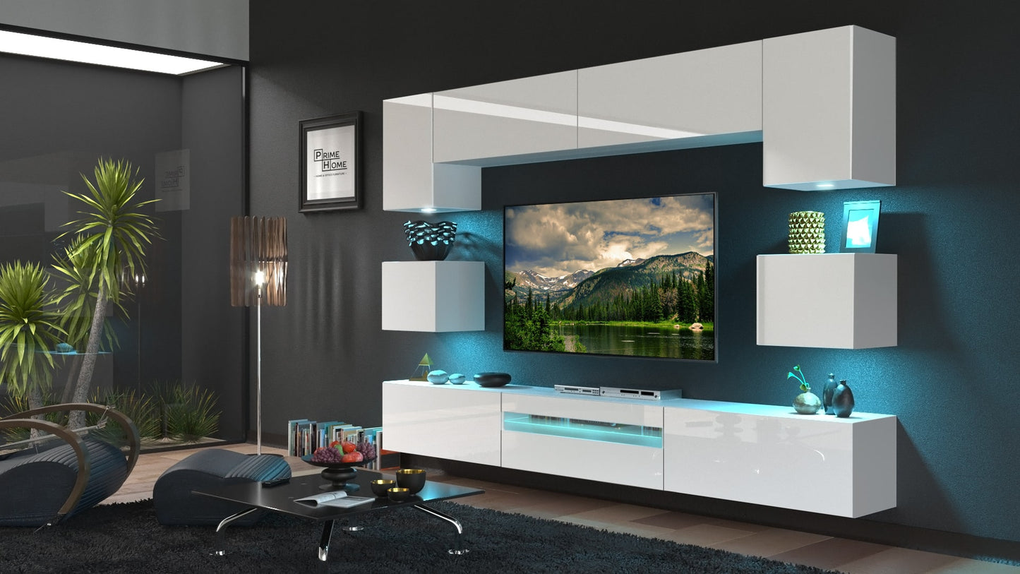 Entertainment Tv Unit White Gloss Living room modern furniture set