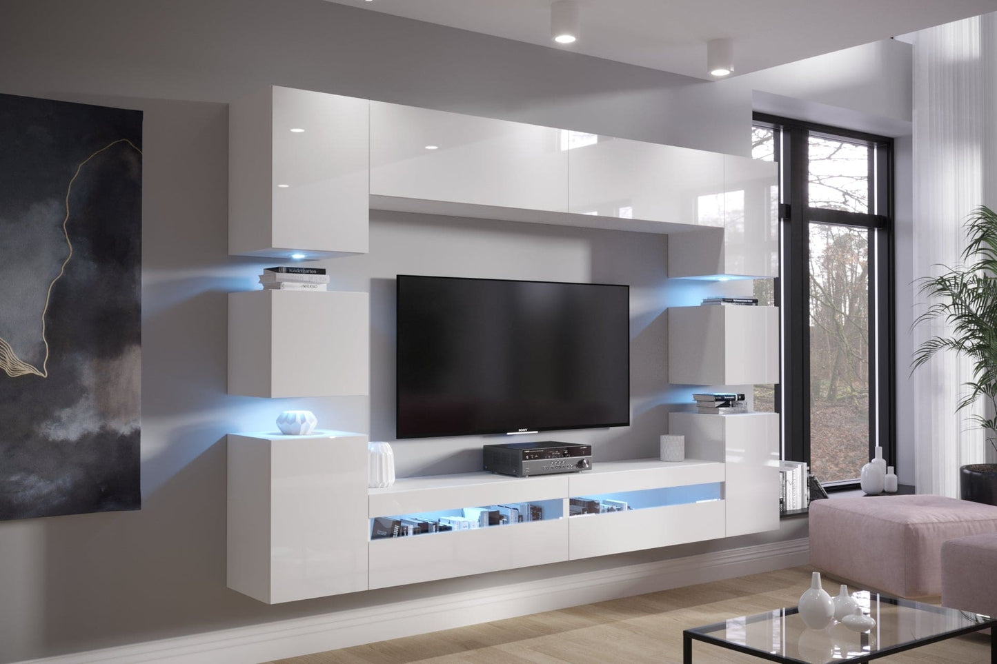 Explore our contemporary White Gloss TV Unit - a modern TV stand designed to elevate your living space. This sleek and stylish floating unit comes with built-in LED lights, adding a touch of sophistication to your entertainment area. Enhance your viewing experience with this high-quality, glossy finish TV stand. Discover the perfect blend of functionality and aesthetics with our White Gloss TV Unit - an ideal addition to any modern home. Shop now for a chic and innovative entertainment solution."