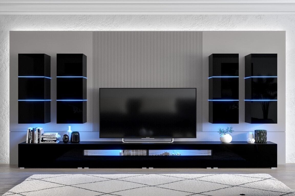 Entertainment Tv Unit Black Gloss Living room furniture set