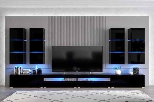 Entertainment Tv Unit Black Gloss Living room furniture set