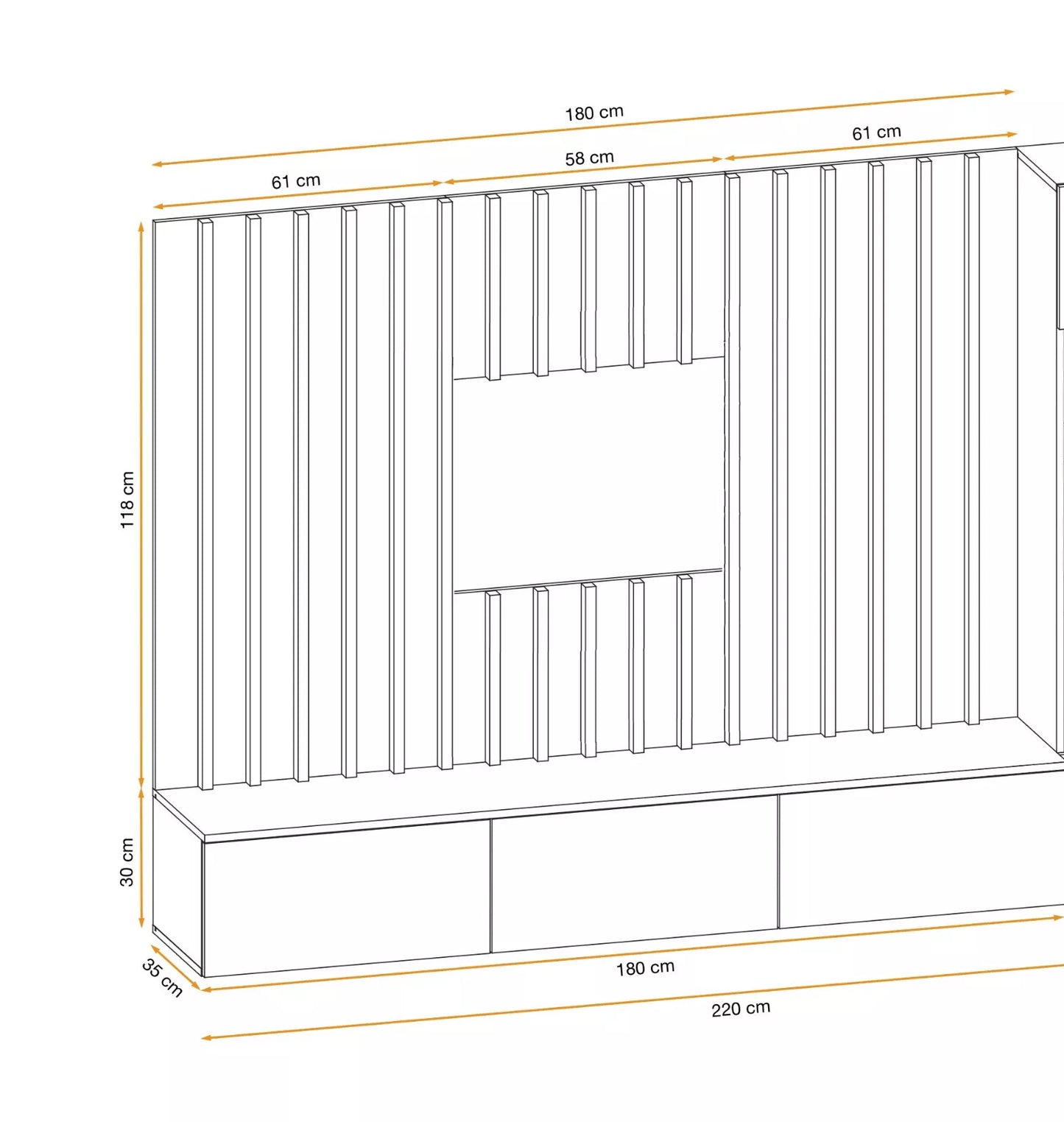 Living room furniture set Entertainment Modern TV Unit Wooden colour