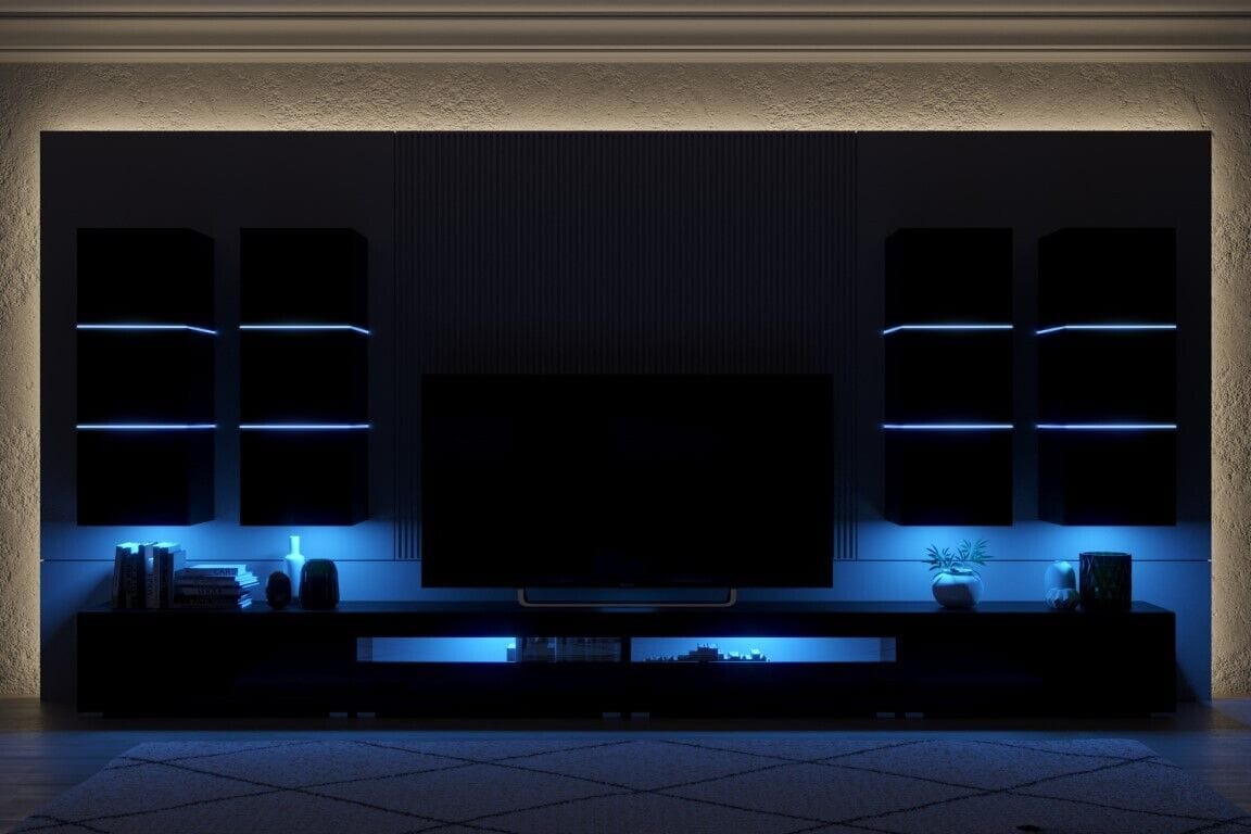 Entertainment Tv Unit Black Gloss Living room furniture set