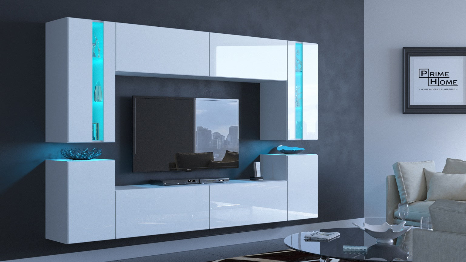 buy modern furniture tv unit entertainment  living room set white gloss