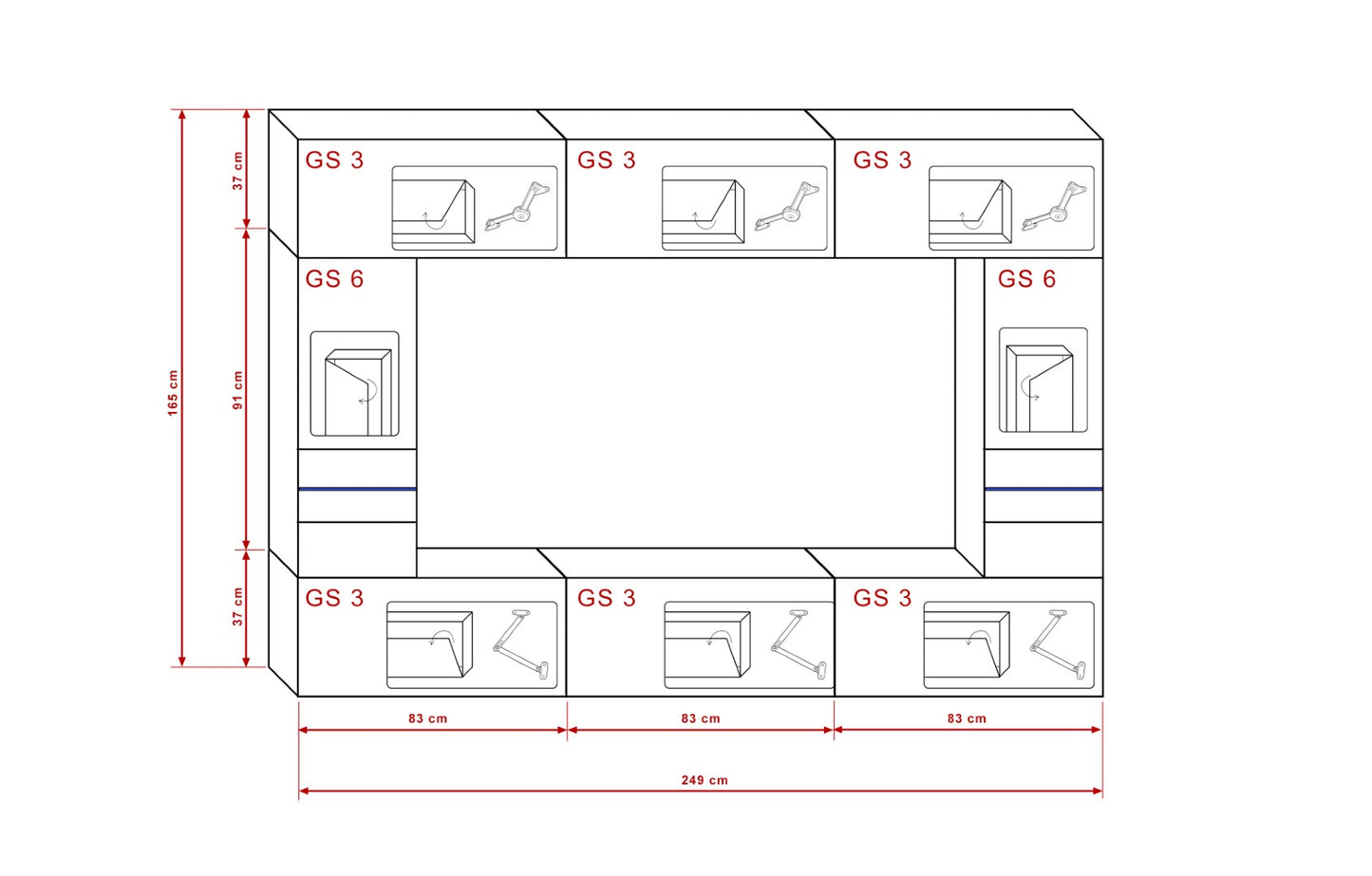 Black gloss living room furniture modern set entertainment Tv UNIT