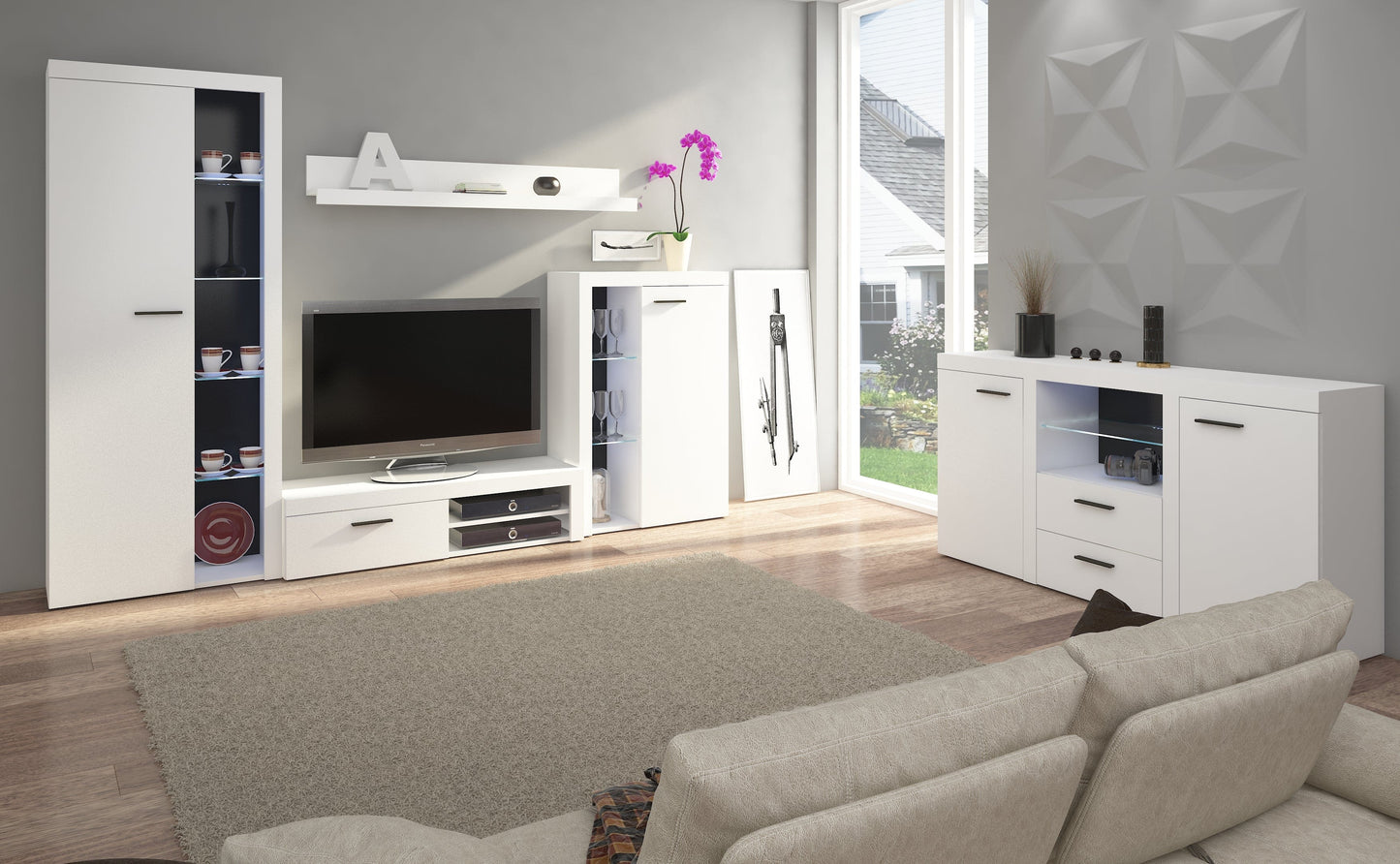 entertainment tv unit whitr modern living room furniture set
