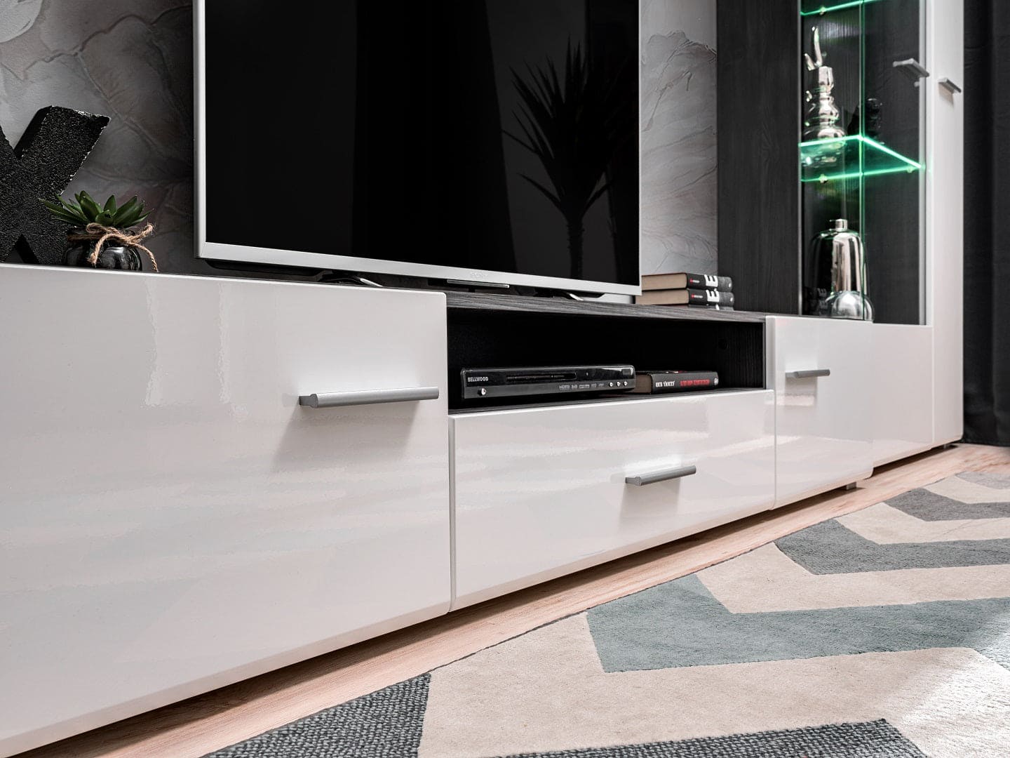 Living room furniture set white gloss Entertainment TV Unit West