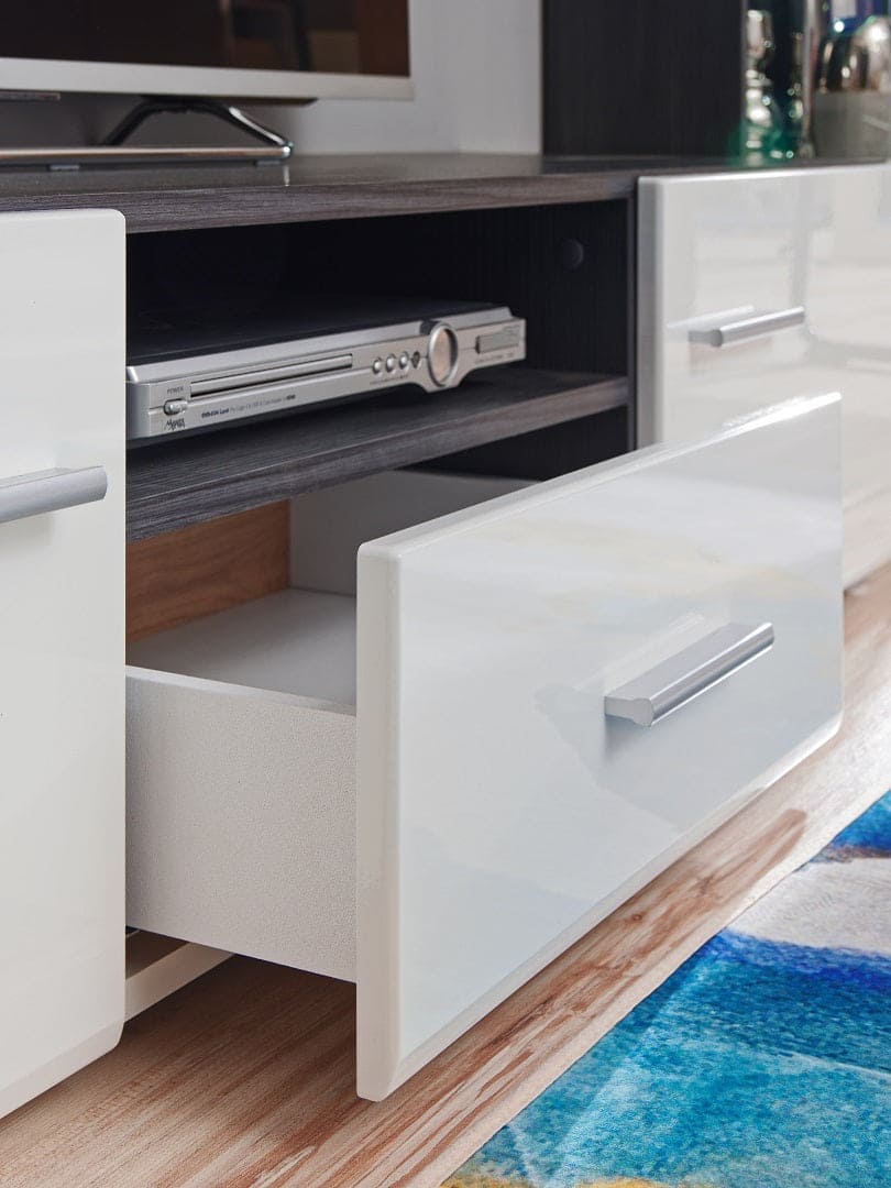 Living room furniture set white gloss Modern entertainment unit West Ver 2