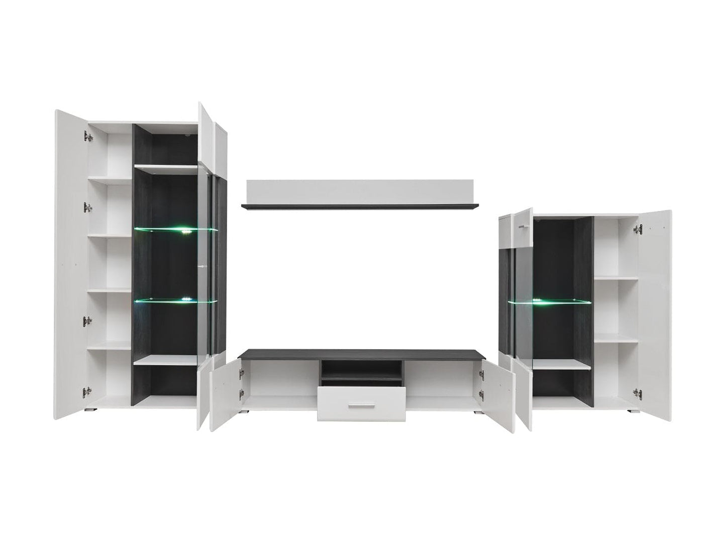 Living room furniture set white gloss Modern entertainment unit West Ver 2