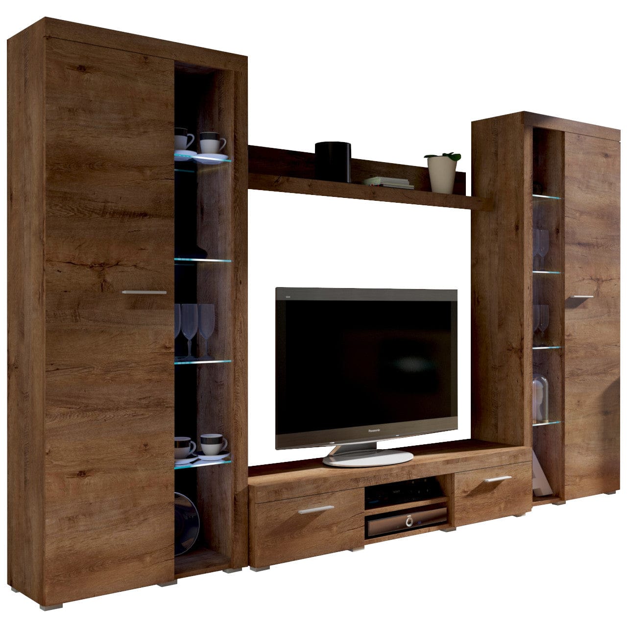 Living room furniture set Entertainment Modern Tv unit Dark Lefkas Oak Roxy