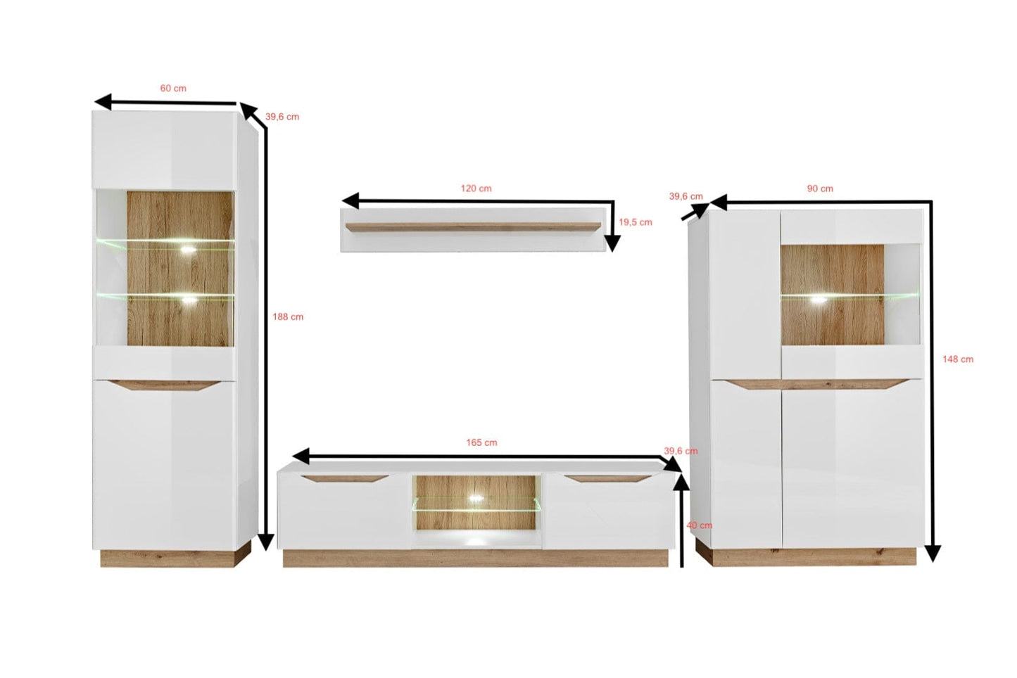 Living room furniture set Entertainment Modern Tv unit White gloss