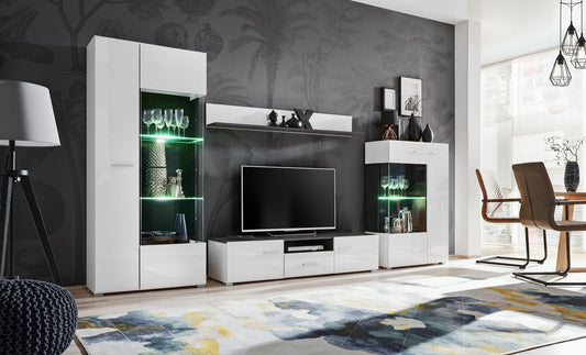 Living room furniture set white gloss Modern entertainment unit West Ver 2