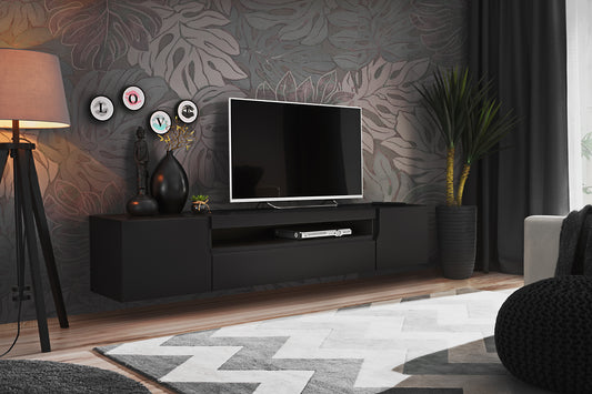 Equipped with ample storage space, this TV unit is not only a stylish addition but also a practical solution for organizing your media essentials. The open shelving and hidden compartments offer versatility, allowing you to display decorative items and conceal cables or media devices.
