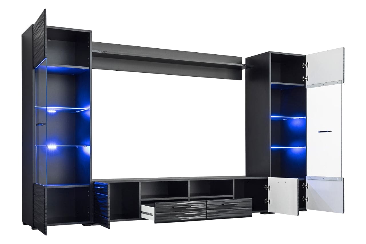 Living Room Furniture set TV stand Cupboard Unit Modern Entertainment Black Gloss