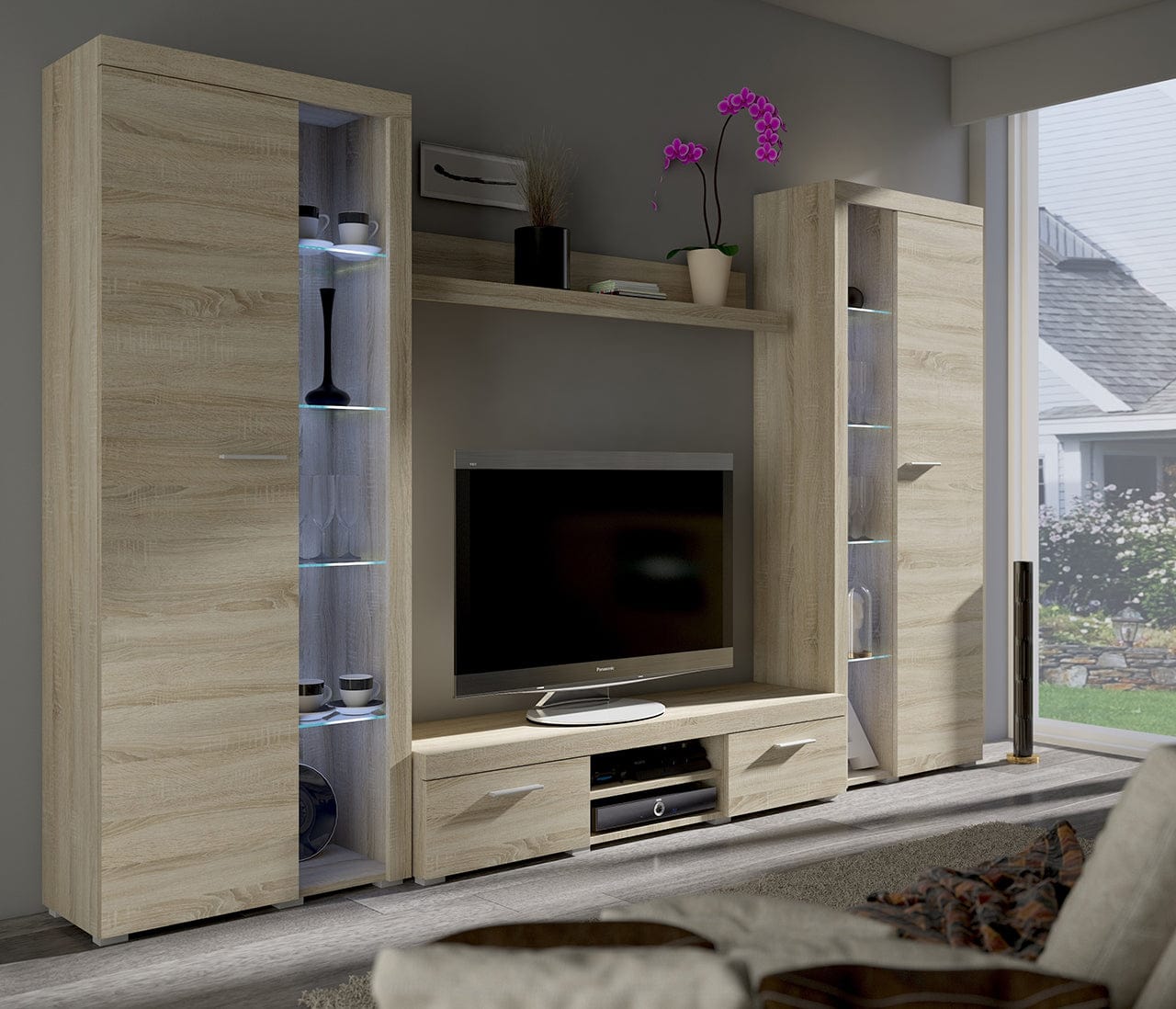 Living room furniture set  Entertainment Modern Tv unit Light Oak Sonoma Roxy