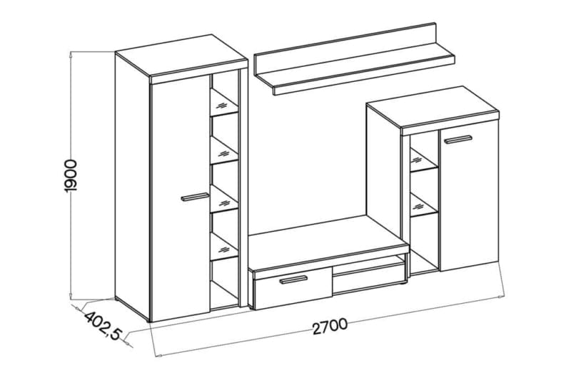 Living room furniture set  Entertainment Modern Tv unit  Light Sonoma Oak   Roxy Small