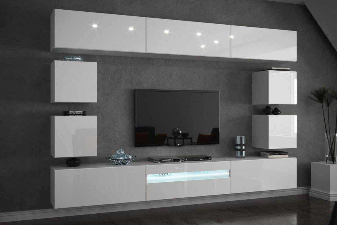 Buy Living room furniture set Entertainment Tv Unit White Gloss Modern ...