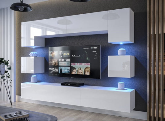 Entertainment Tv Unit White Gloss Living room furniture set